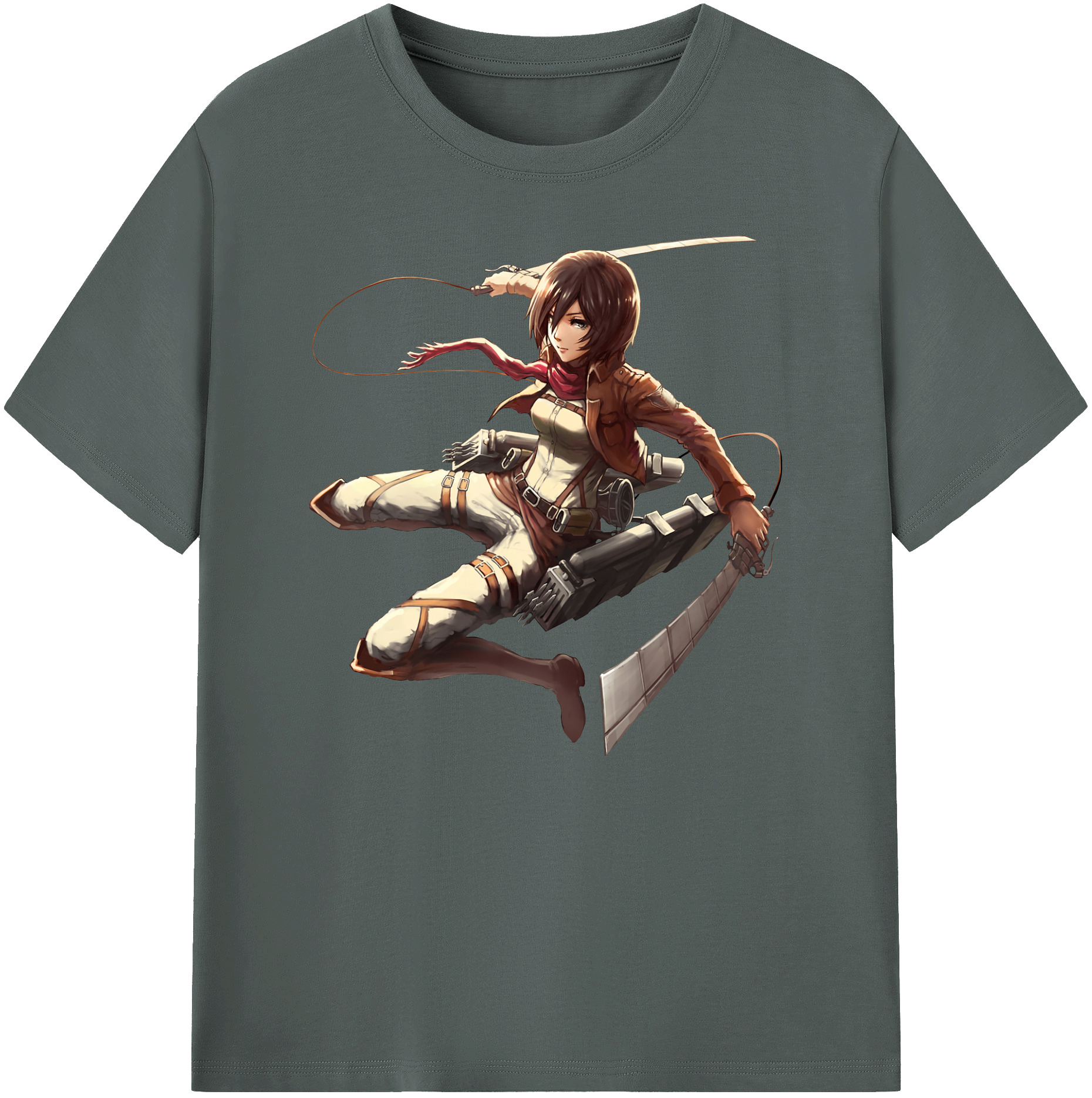 （画像用） 進撃の巨人 ミカサ·アッカーマン Attack on Titan Mikasa Ackerman 綿100％ メンズ半袖Tシャツ｜肌触りやわらか＆通気性